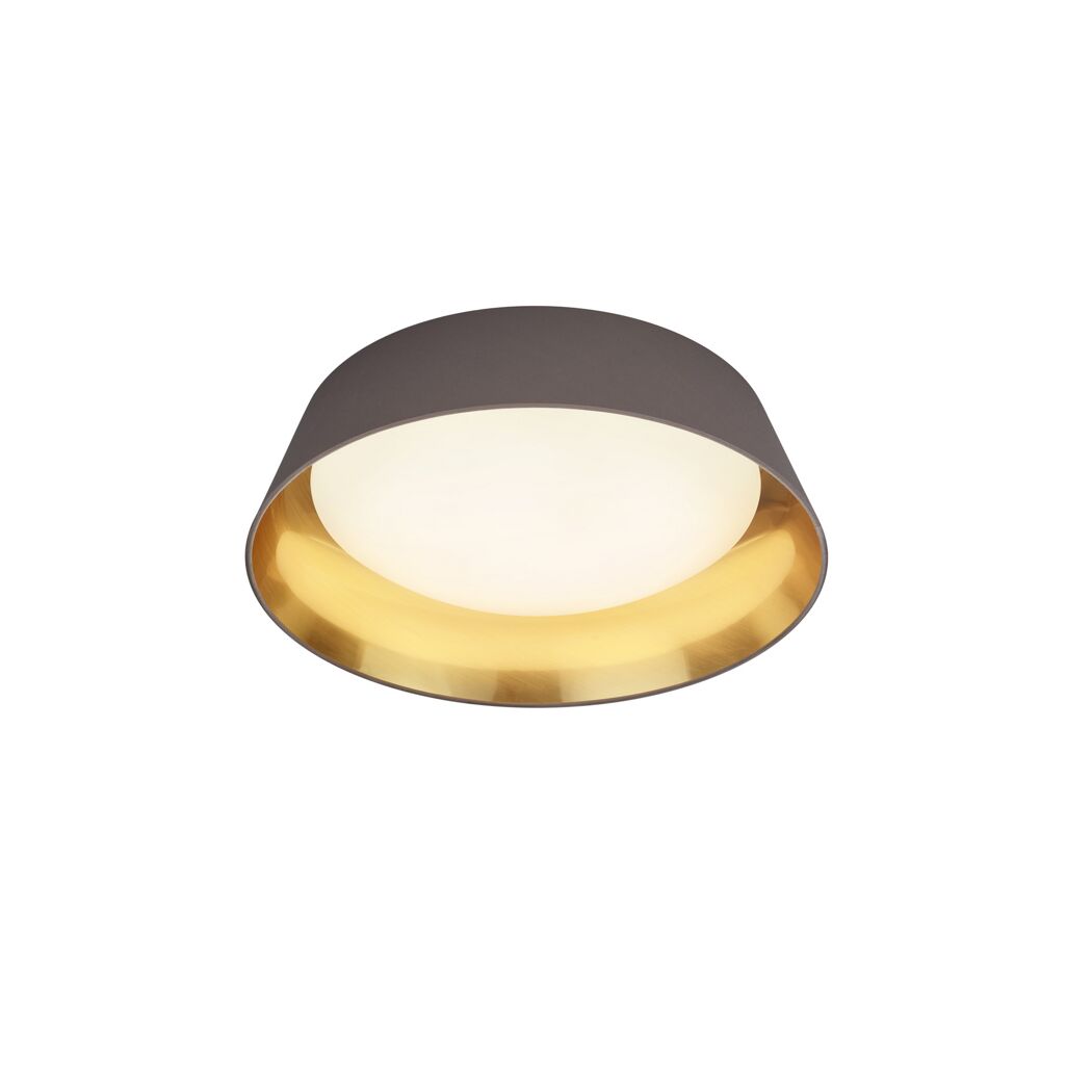 Taupefarbene Deckenleuchte PONTS mit goldfarbenem Ring
