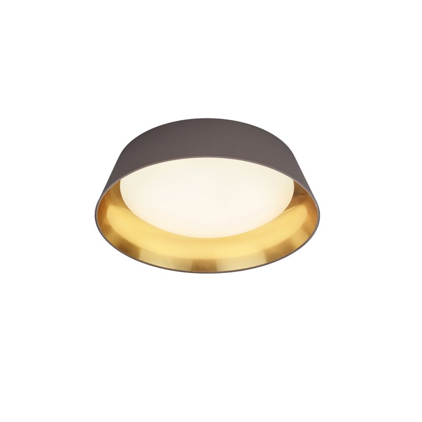 Taupefarbene Deckenleuchte PONTS mit goldfarbenem Ring