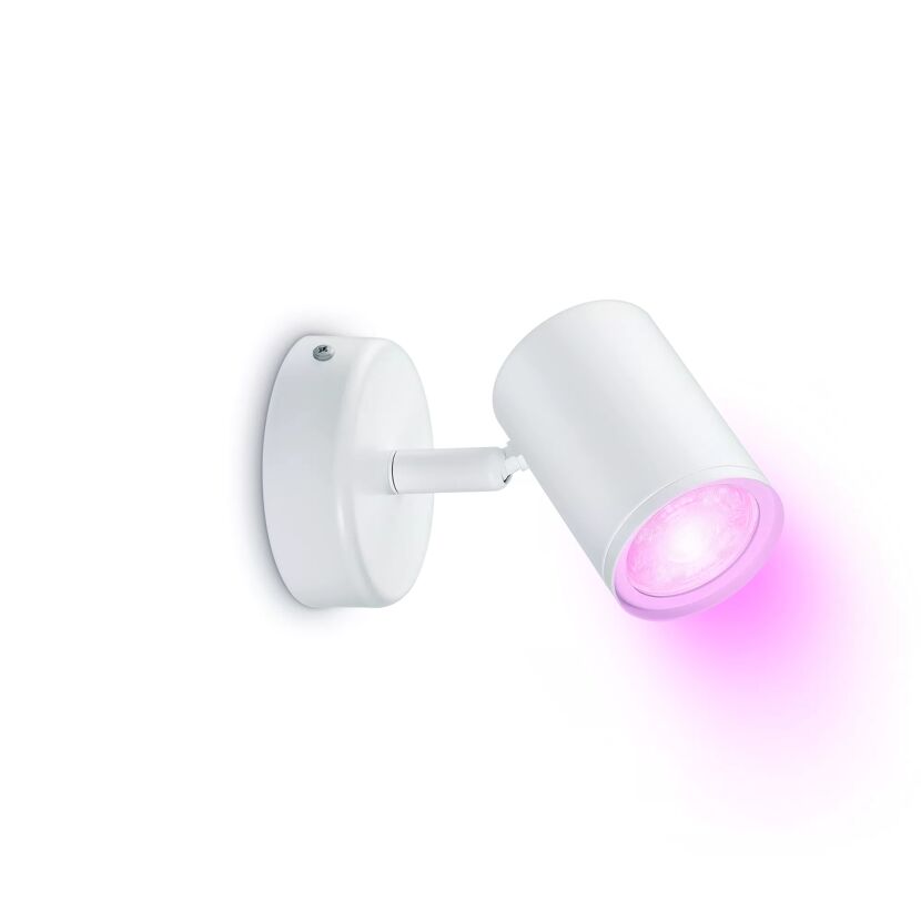 Weiße Wandleuchte mit pinkem Licht