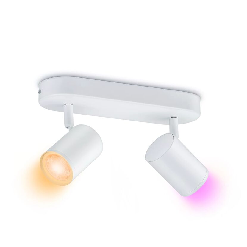 Weiße WIZ LED-Deckenleuchte mit zwei Strahlern