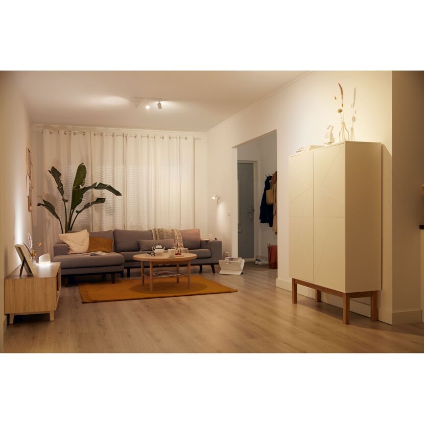 Gemütliches Wohnzimmer mit WIZ Spots beleuchtet