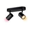 Schwarzer LED-Spot 'Imageo' mit RGB und warmweißem Licht.