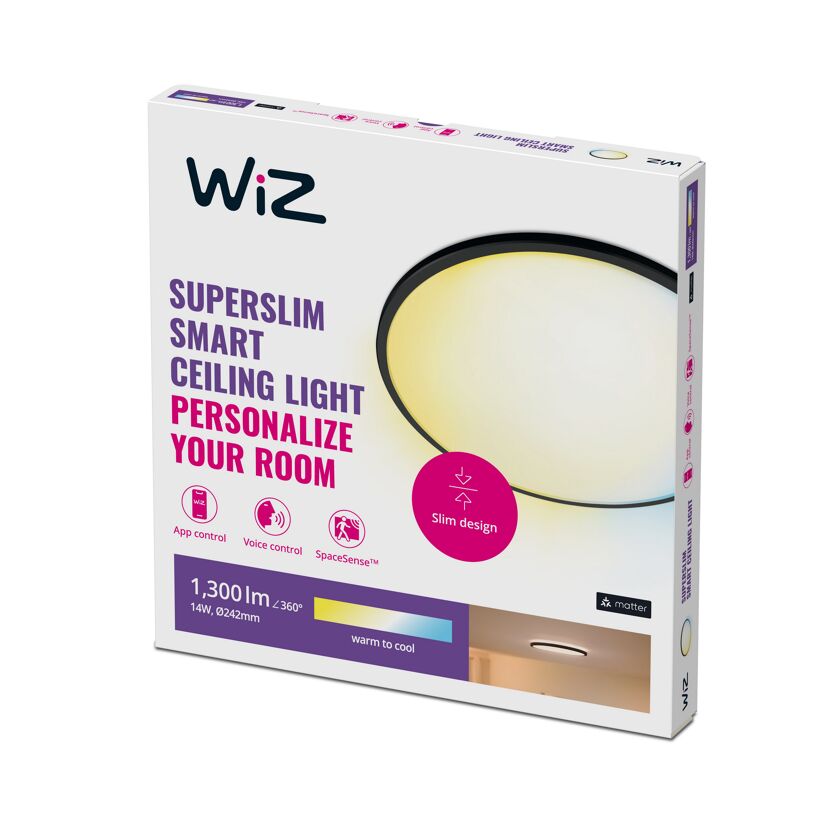 Panelleuchte 'SuperSlim' schwarz Ø 24 cm 1300 lm
