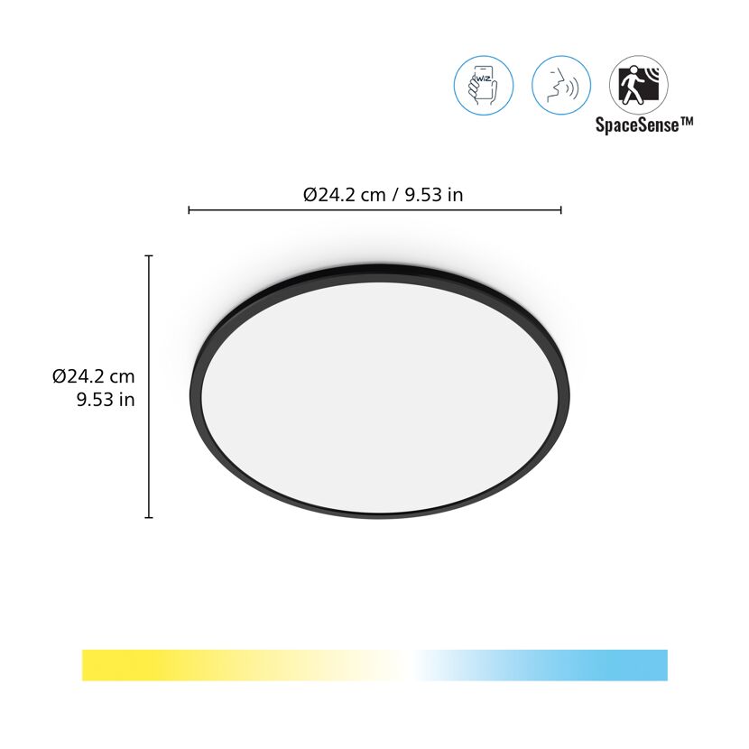 Panelleuchte 'SuperSlim' schwarz Ø 24 cm 1300 lm