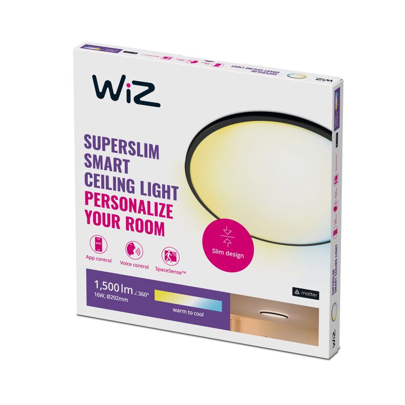 Panelleuchte 'SuperSlim' schwarz Ø 29 cm 1500 lm