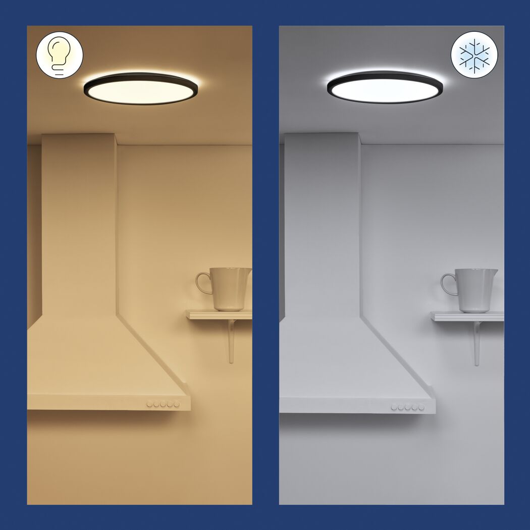 LED-Deckenleuchte SuperSlim mit warmweißem und tageslichtweißem Licht