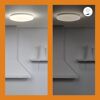 LED-Deckenleuchte 'Adria' im hellen und gedimmten Zustand.