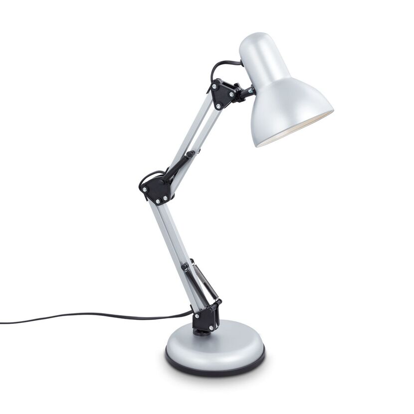 Metallene Schreibtischlampe mit rundem Fuß und verstellbarem Arm
