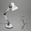 Silberne Schreibtischlampe mit verstellbarem Arm