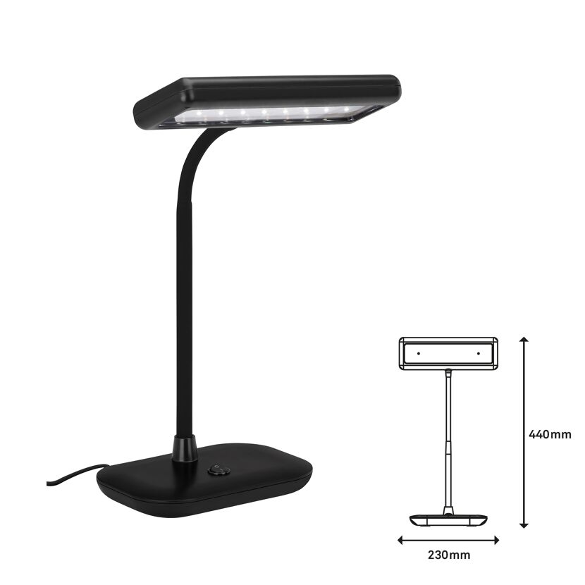 LED-Tischleuchte 'DAYLIGHT' Kunststoff schwarz 44 x 23 x 12 cm