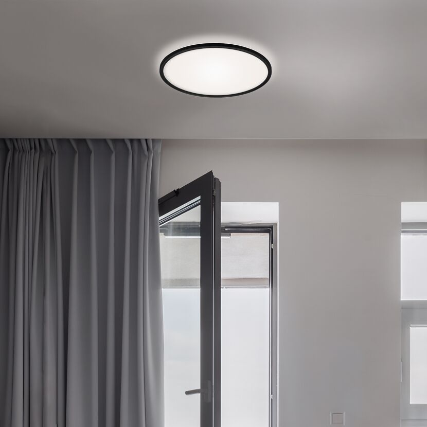 LED-Deckenleuchte Ø 29,3 cm 18 W 4000K 2400 lm flach rund schwarz