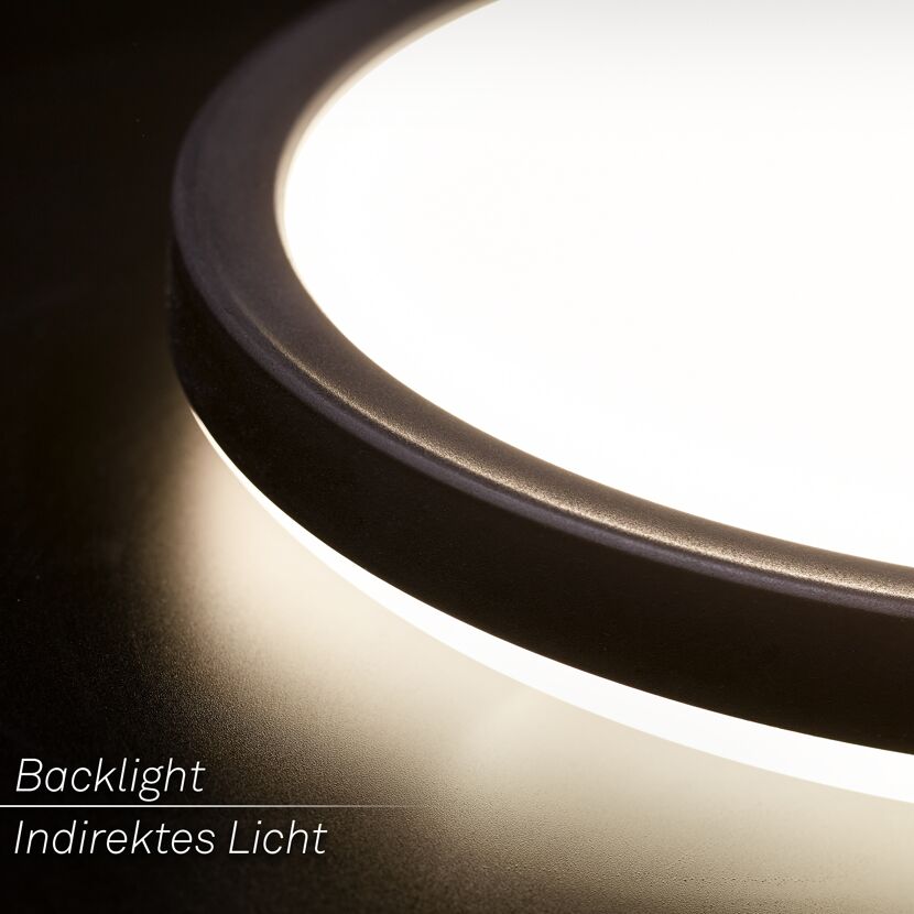 LED-Deckenleuchte Ø 29,3 cm 18 W 4000K 2400 lm flach rund schwarz