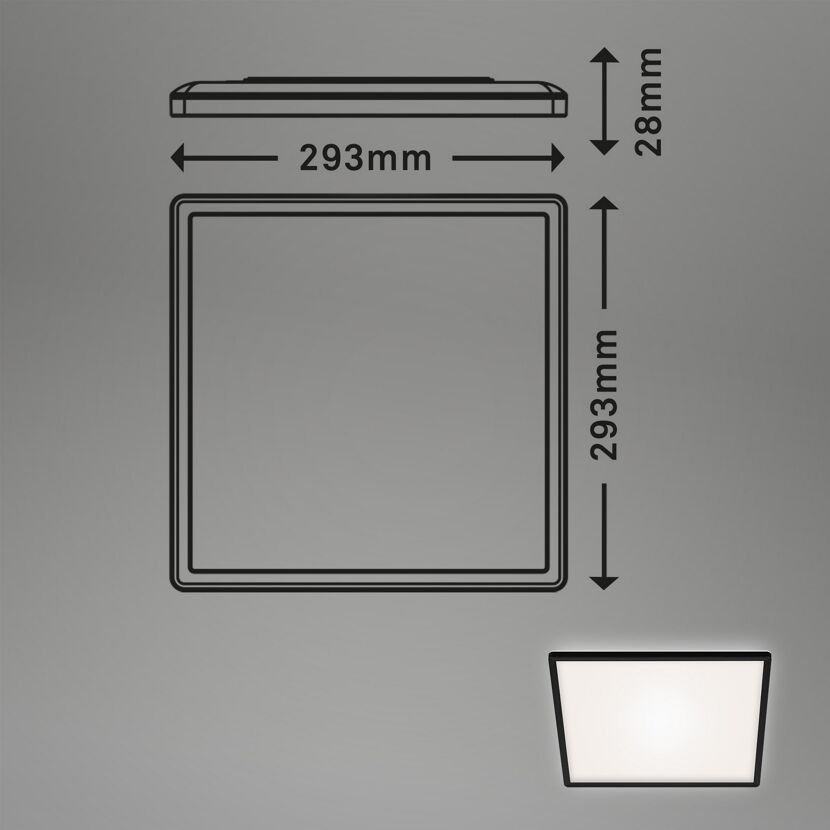LED-Deckenleuchte 29,3 x 29,3 cm 18 W 4000K 2400 lm schwarz