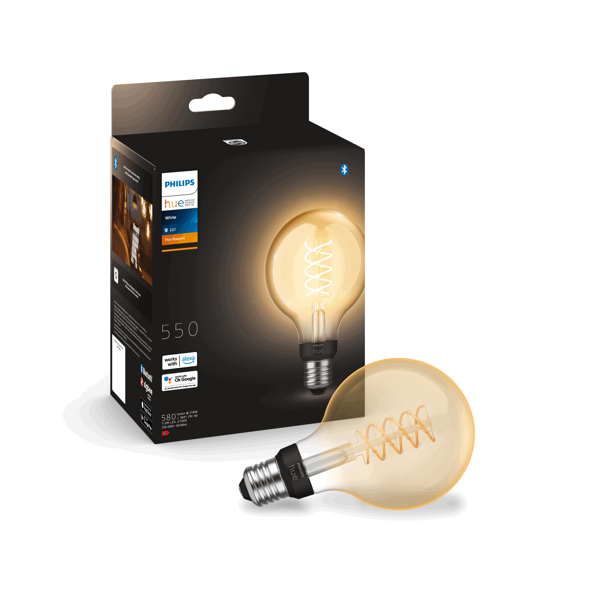 LED-Filament-Lampe 'Philips Hue White Fil G93' E27 7 W 550 lm + product picture