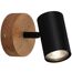 LED-Spot Muritz mit schwarzem Leuchtenkopf und Holzsockel