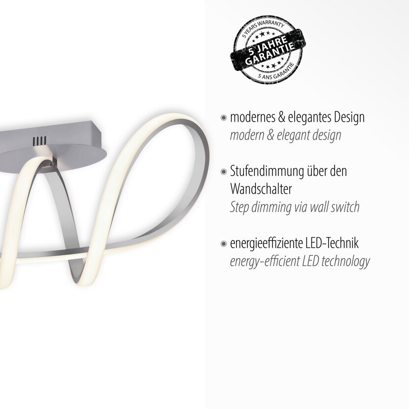 LED-Deckenleuchte 'Maria' dimmbar 18 W 950 lm warmweiß 24,5 x 27 x 61 cm