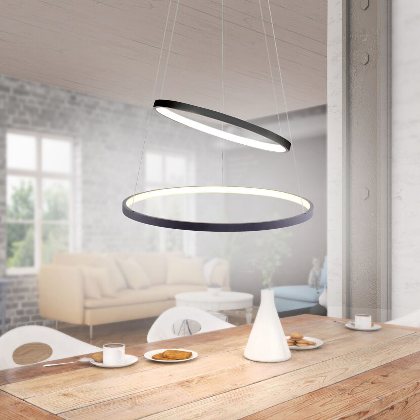 Zwei LED Pendelleuchten Circle Acryl schwarz