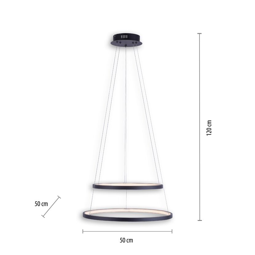 LED-Pendelleuchte 'Circle' anthrazit Ø 50 x 50 cm 46 W