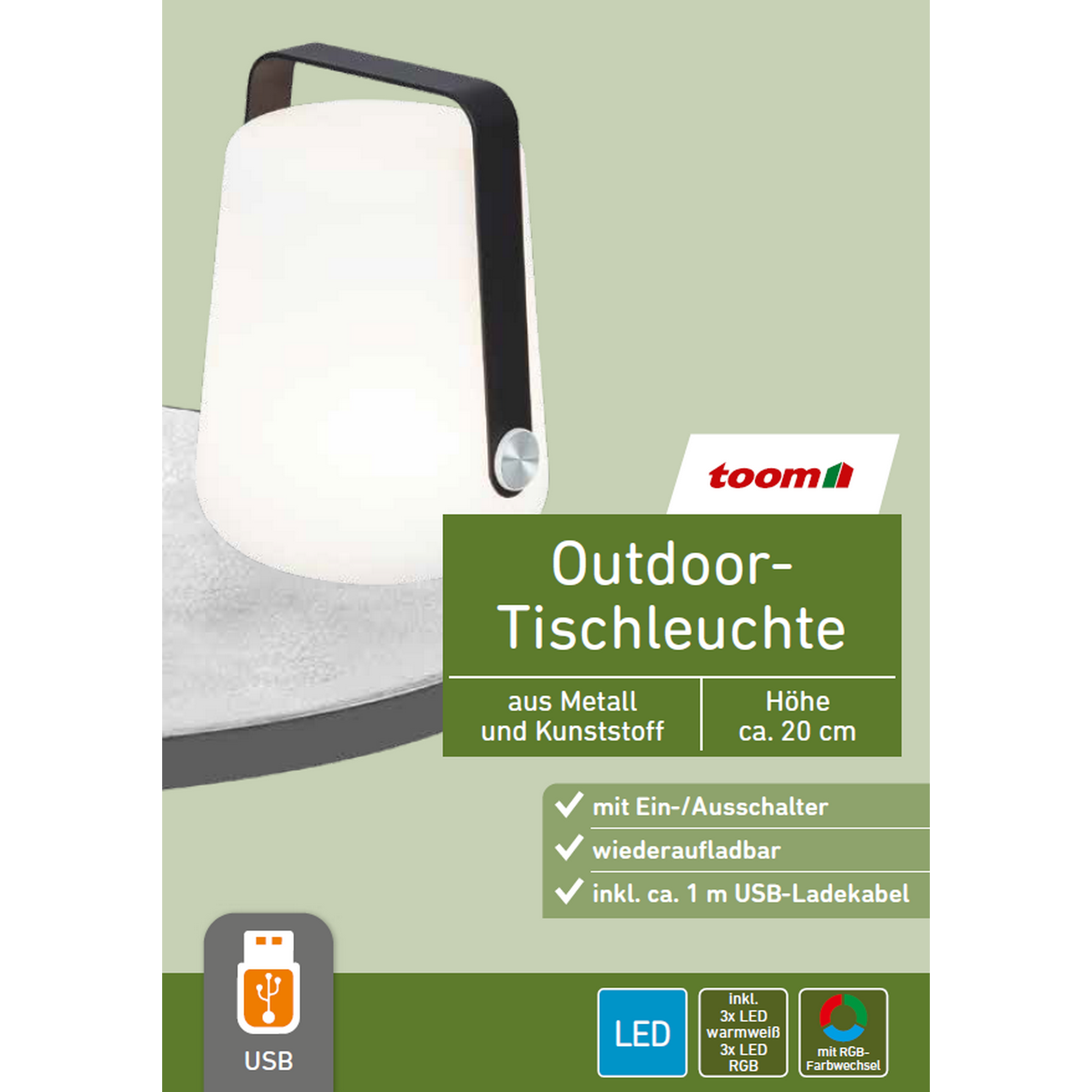 Outdoor-Tischleuchte schwarz/weiß Ø ca. 15,5 x 20 cm + product picture