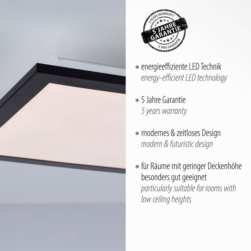 LED-Deckenleuchte 'Flat' schwarz 29,5 x 5,8 cm 485 lm