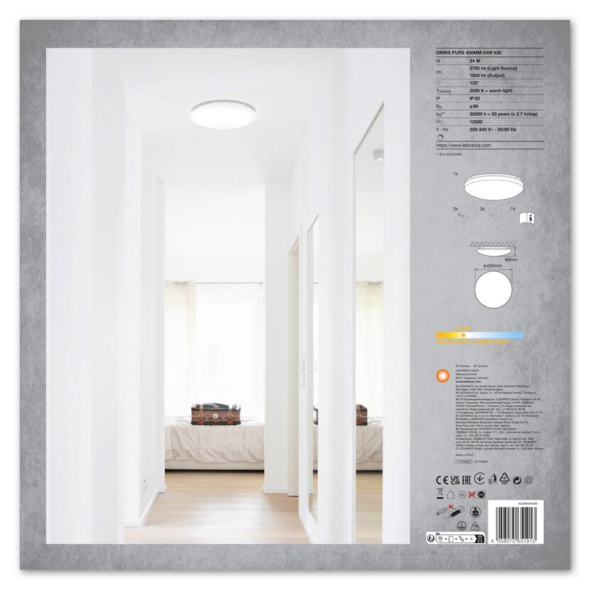 LED-Deckenleuchte 'Orbis Pure' weiß Ø 40 cm 1800 lm