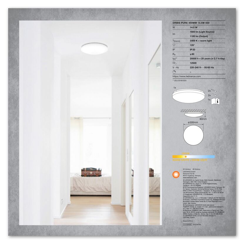 LED-Deckenleuchte 'Orbis Pure' weiß Ø 30 cm 1100 lm