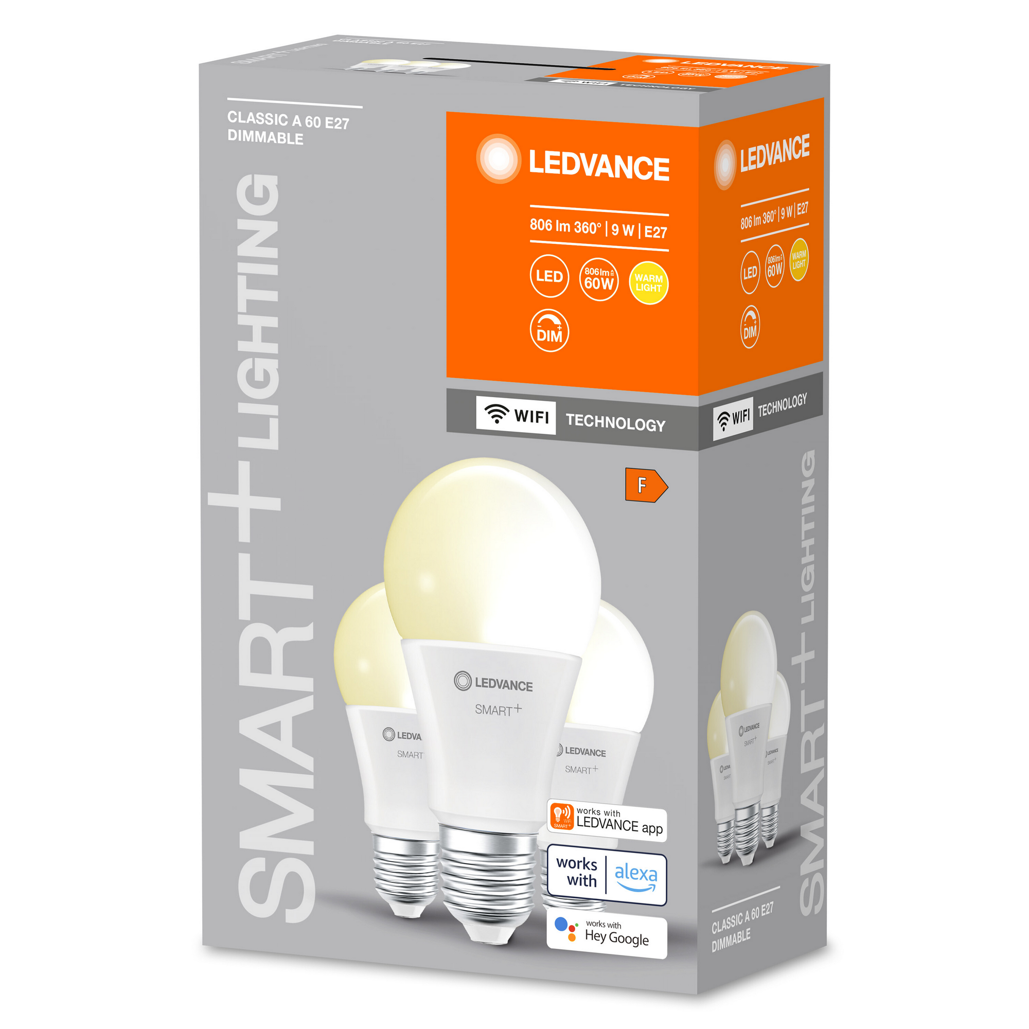 LED-Lampe 'Smart+ WiFi CLA' warmweiß 9 W E27 806 lm, dimmbar 3er-Pack + product picture