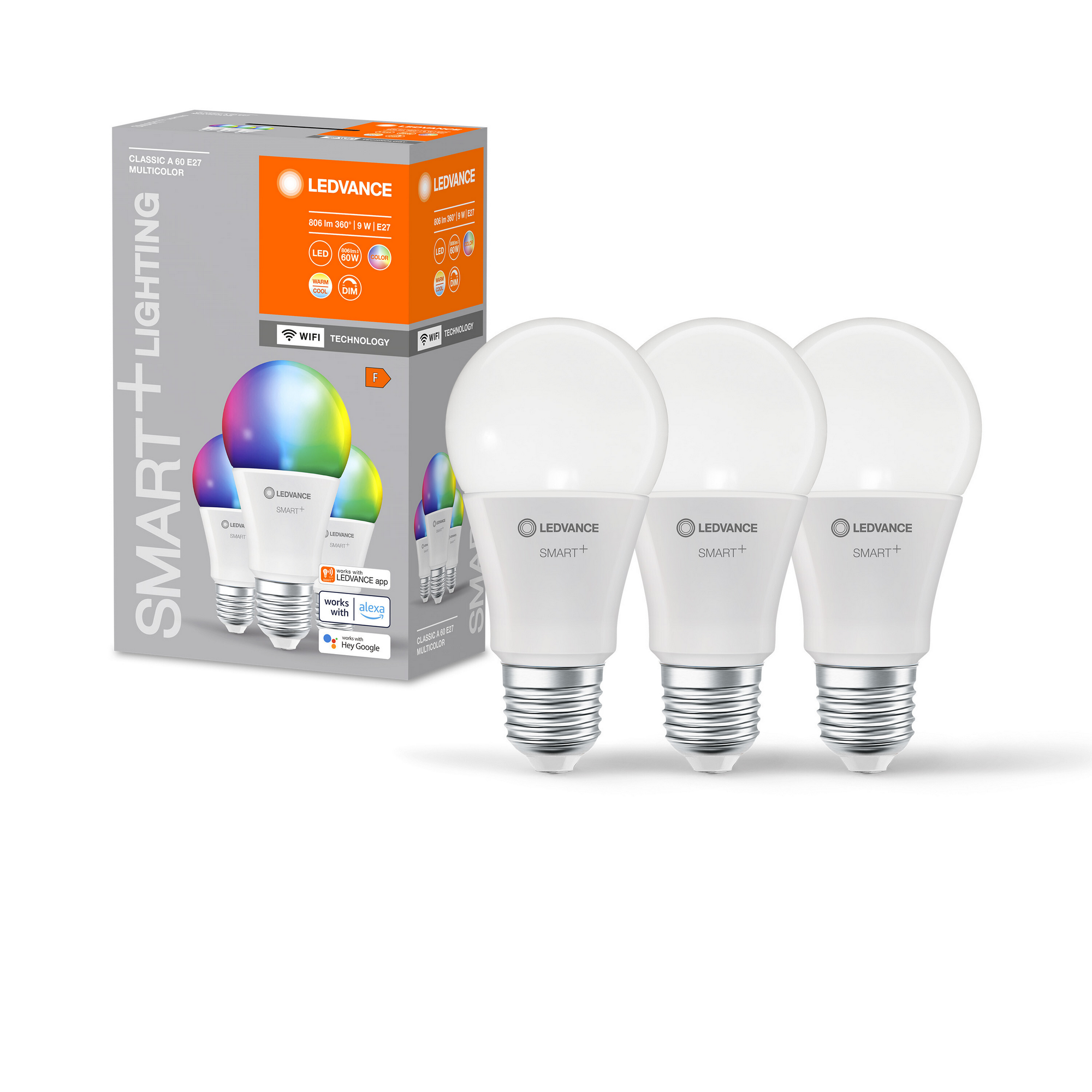 LED-Lampe 'Smart+ WiFi CLA' RGBW 9 W E27 806 lm, dimmbar 3er-Pack + product picture