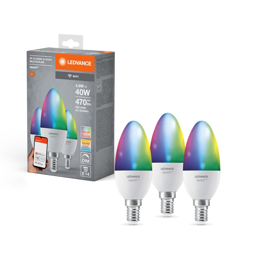 LED-Kerzenlampe 'Smart+ WiFi' RGBW 4,9 W E14 470 lm, dimmbar 3er-Pack