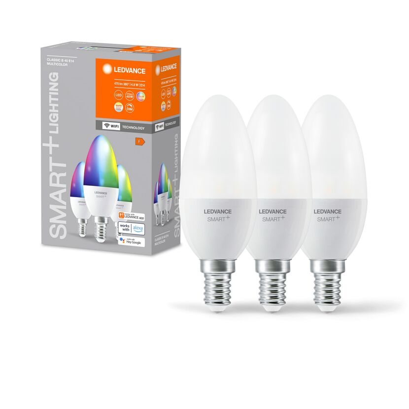 LEDVANCE SMART+ LED-Kerzen im 3er-Pack und Verpackung