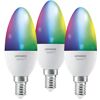 LED-Leuchtmittelset 'SMART WiFi CLB' dimmbar Kerze matt E14 4,9 W 470 lm RGB - tunable white 3 Stück