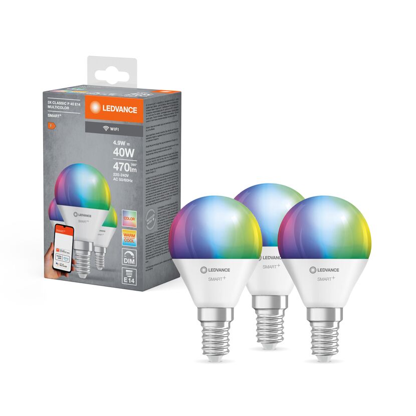 LED-Leuchtmittelset 'SMART WiFi CLP' dimmbar Tropfen matt E14 4,9 W 470 lm RGB - tunable white 3 Stück