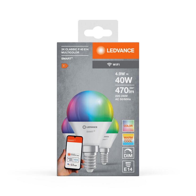 LED-Leuchtmittelset 'SMART WiFi CLP' dimmbar Tropfen matt E14 4,9 W 470 lm RGB - tunable white 3 Stück