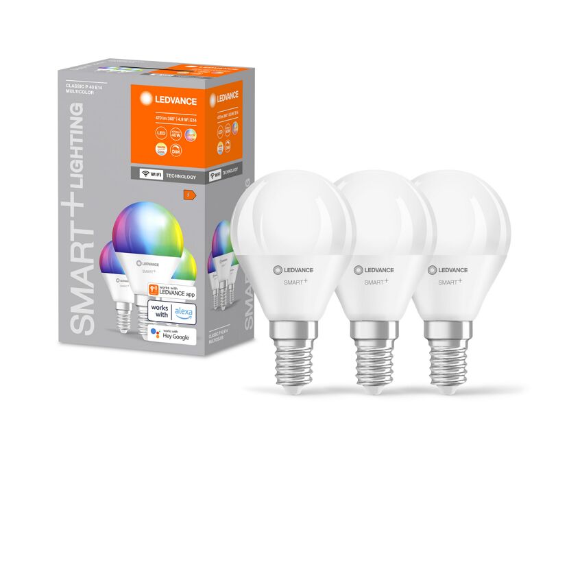 LEDVANCE SMART+ Classic P 40 E14 mehrfarbig, 3er-Pack