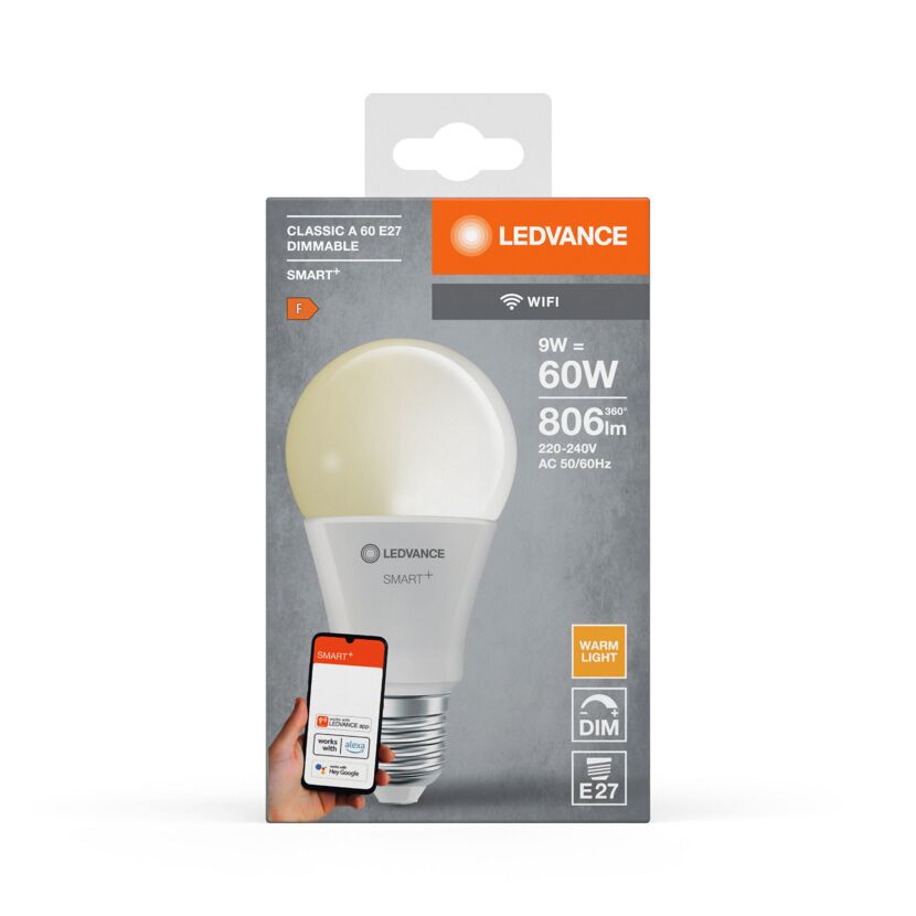 LED-Lampe 'Smart+ WiFi CLA' warmweiß 9 W E27 806 lm, dimmbar