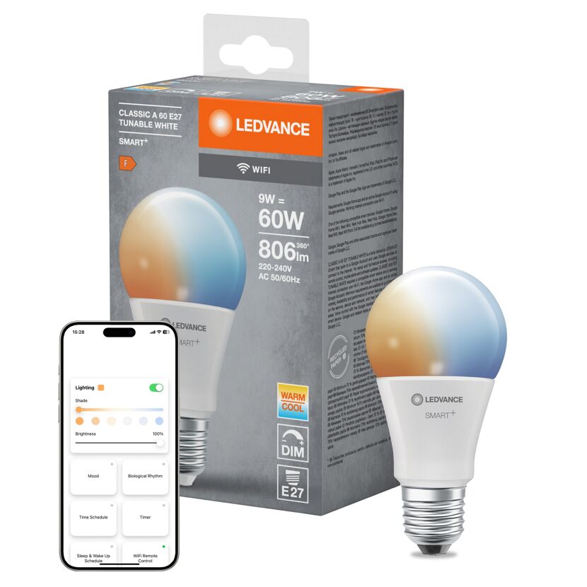 LED-Lampe 'Smart+ WiFi CLA' warm/kaltweiß 9 W E27 806 lm, dimmbar