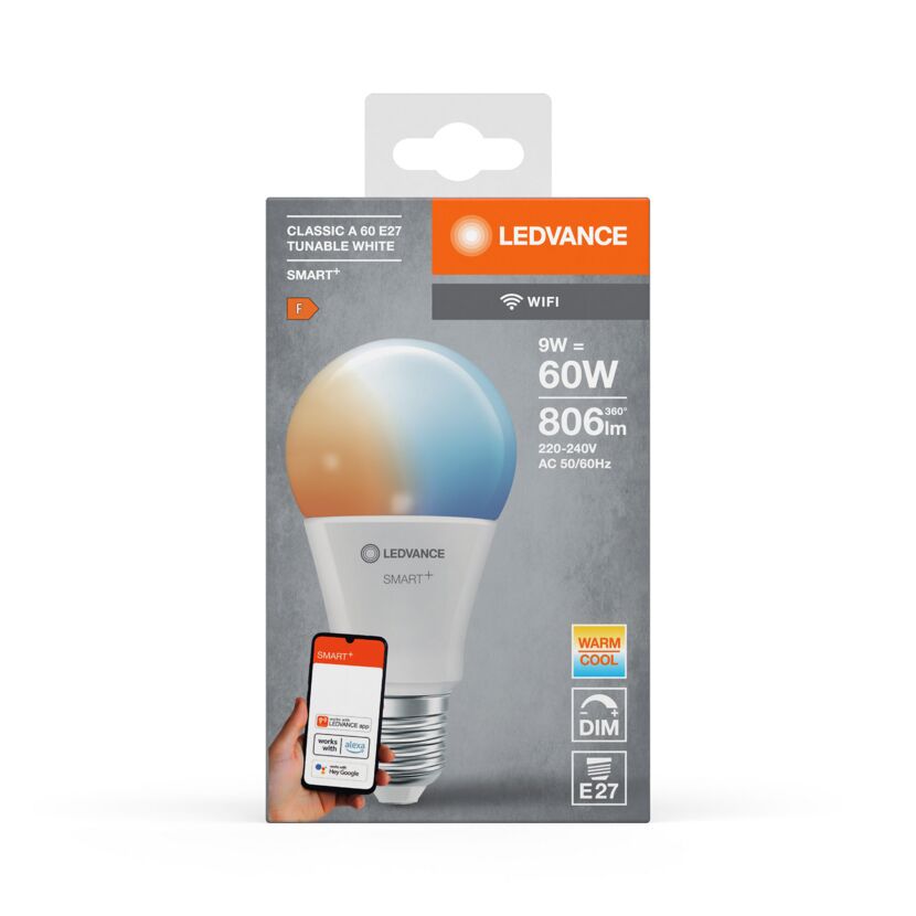 LED-Lampe 'Smart+ WiFi CLA' warm/kaltweiß 9 W E27 806 lm, dimmbar