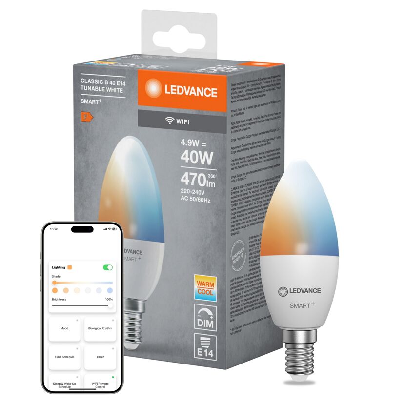 LED-Kerzenlampe 'Smart+ WiFi' warm/kaltweiß 4,9 W E14 470 lm, dimmbar