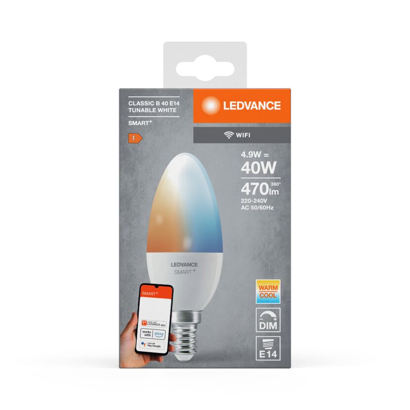LED-Kerzenlampe 'Smart+ WiFi' warm/kaltweiß 4,9 W E14 470 lm, dimmbar
