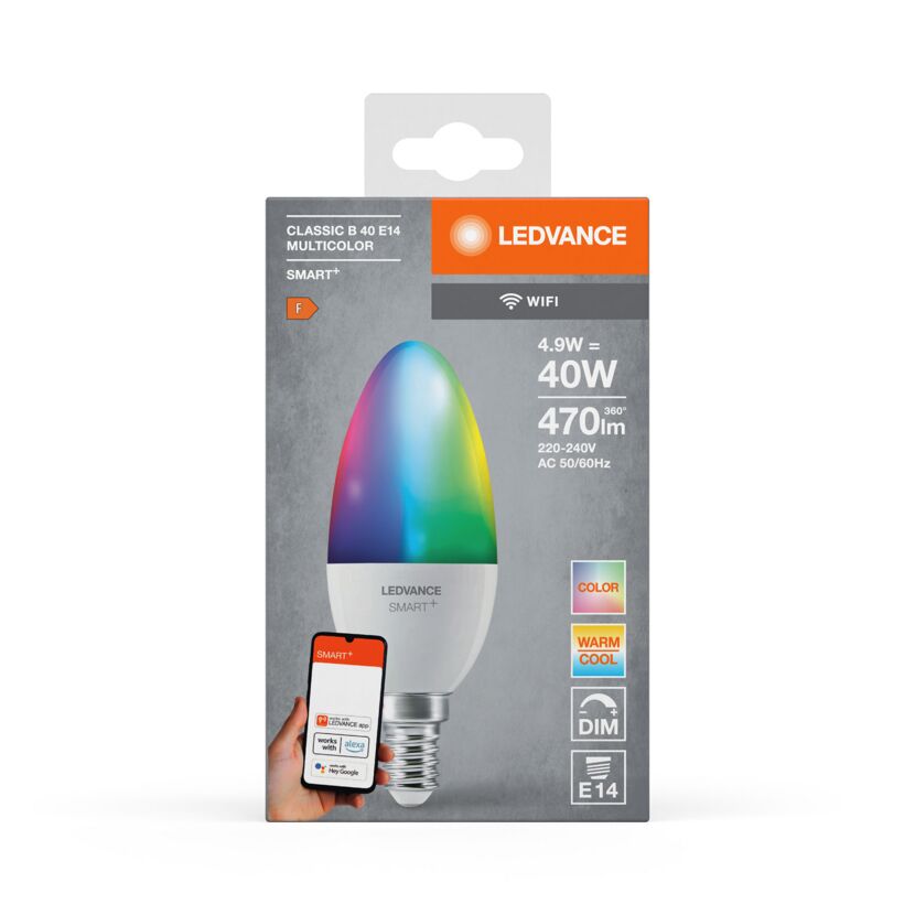 LED-Kerzenlampe 'Smart+ WiFi' RGBW 4,9 W E14 470 lm, dimmbar