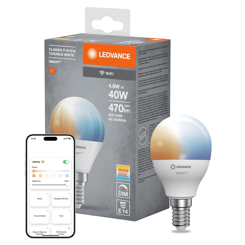 LED-Lampe 'Smart+ WiFi CLP' warm/kaltweiß 4,9 W E14 470 lm, dimmbar