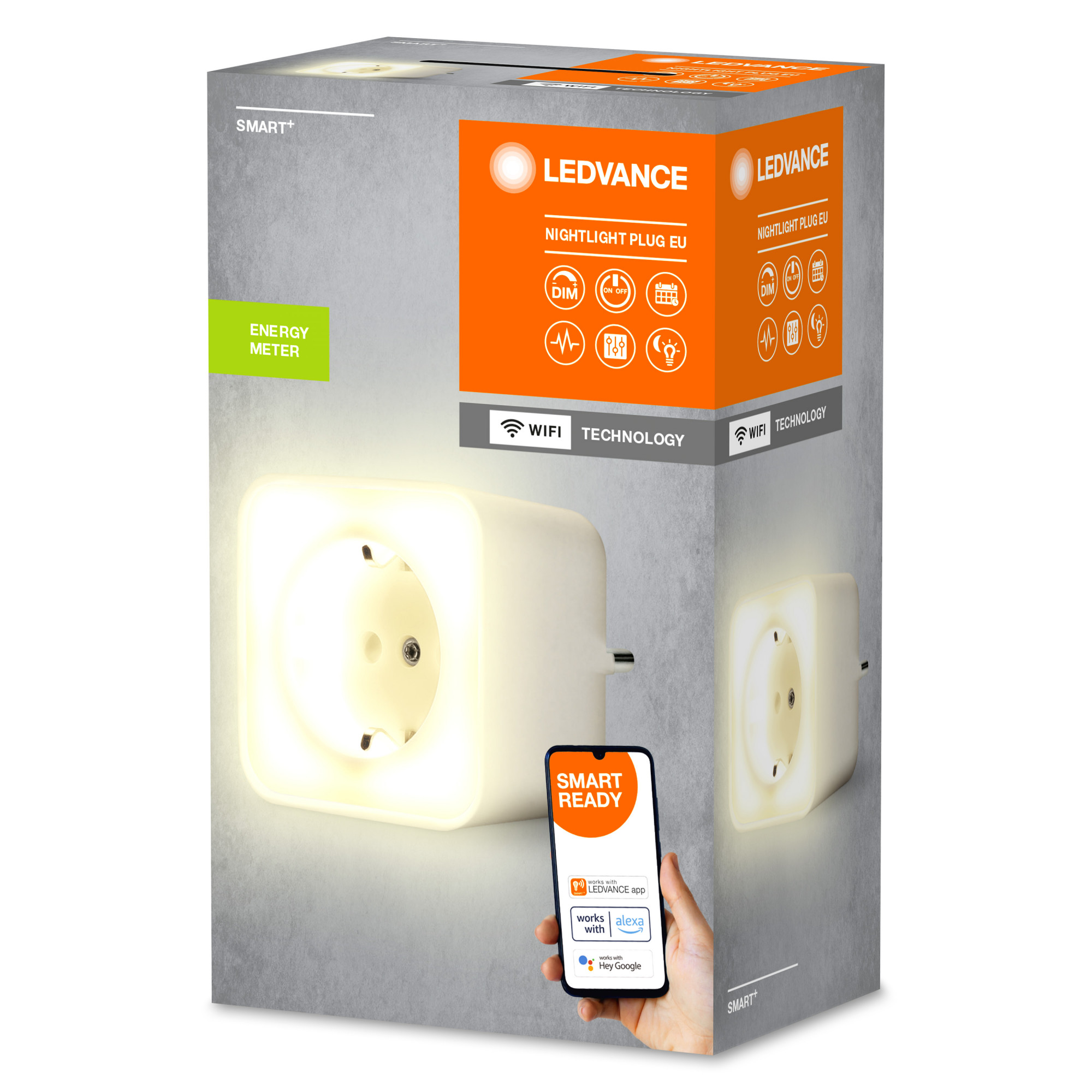 WiFi-Steckdose 'Smart+ WiFi Plug' weiß mit Nachtlicht und Energiezähler, dimmbar + product picture