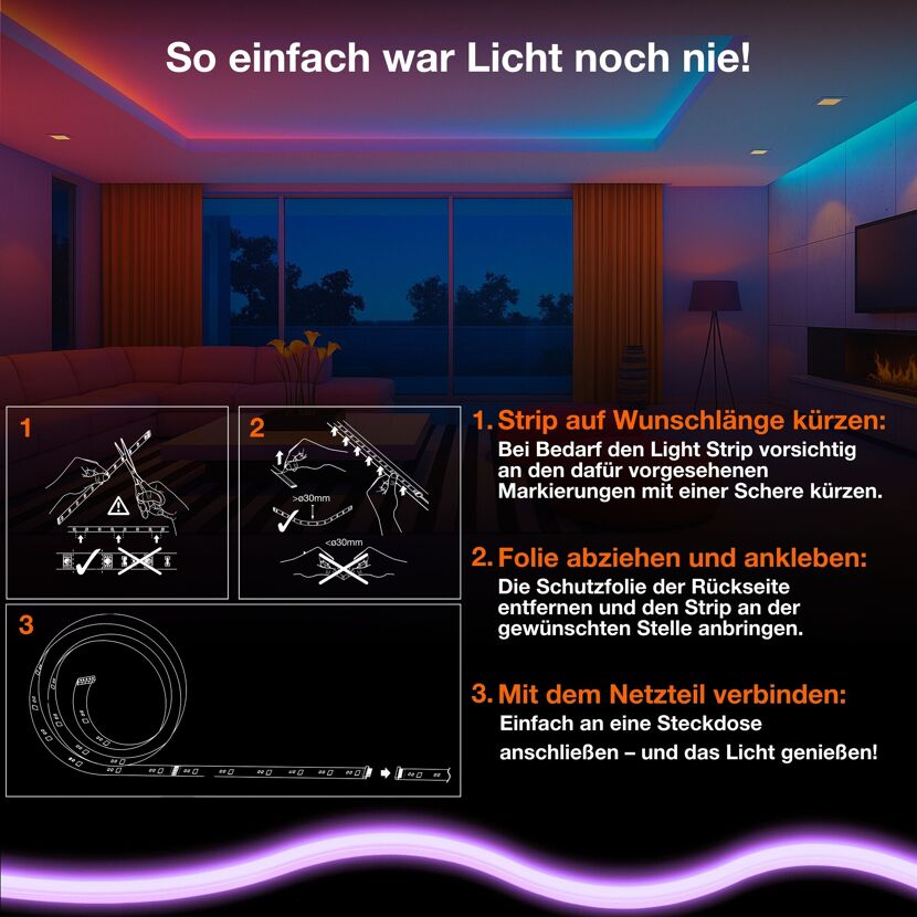 LED-Lichtband 'Smart+ WiFi Flex' RGB + TW 3,6 W 360 lm dimmbar, 100 cm