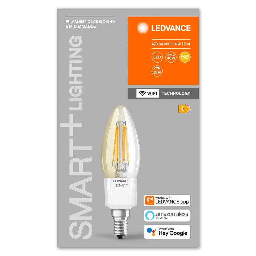 LED-Filament Kerzenlampe 'Smart+ WiFi CLB' warmweiß 4 W E14 470 lm, dimmbar