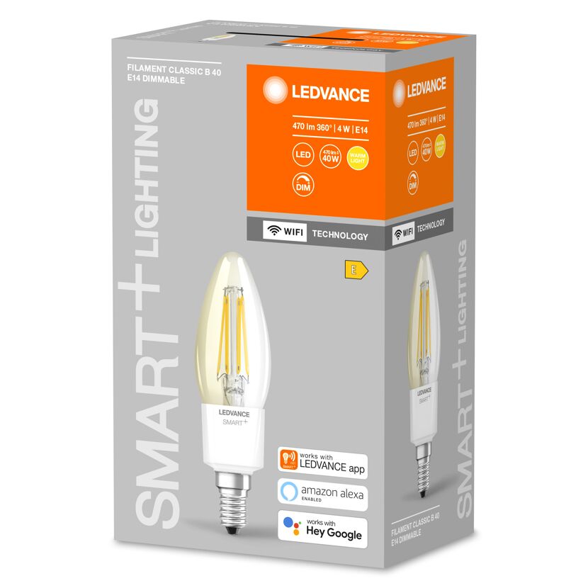 LEDVANCE SMART+ Filament Classic B 40 Glühbirne in Verpackung