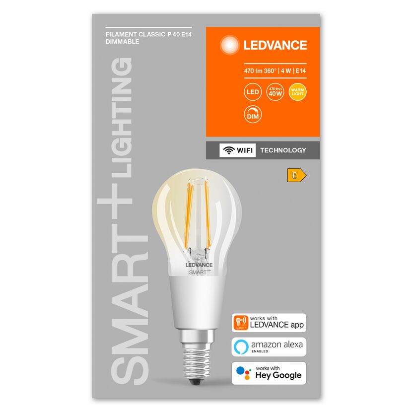 LED-Filament Lampe 'Smart+ WiFi CLP' warmweiß 4 W E14 470 lm, dimmbar