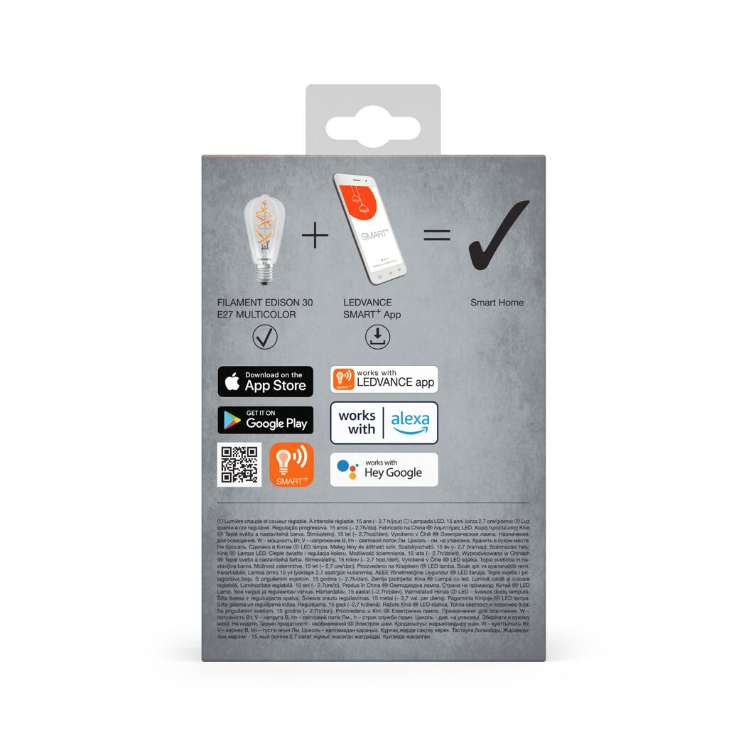 LED-Leuchtmittel 'SMART WiFi Edison' dimmbar Edison klar E27 4,8 W 470 lm RGB - tunable white