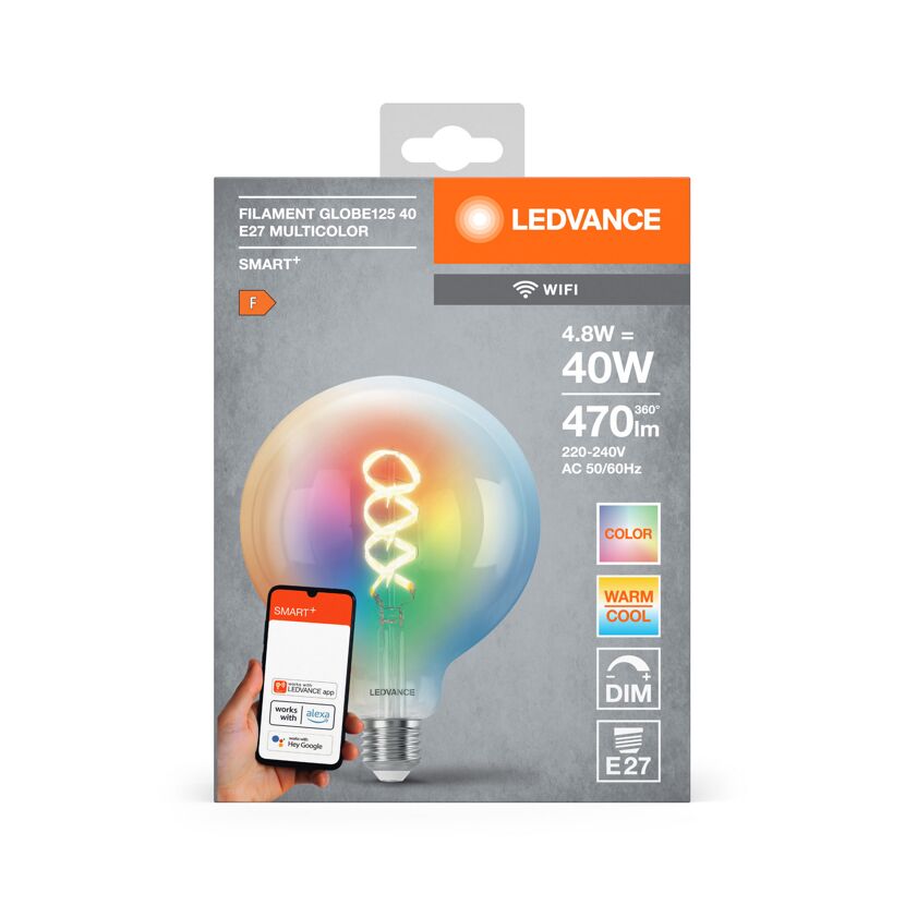 LED-Filament Lampe 'Smart+ WiFi Globe' RGBTW 4,8 W E27 470 lm, dimmbar