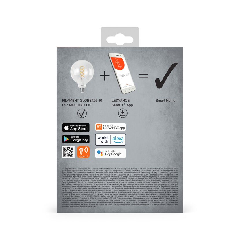 LED-Filament Lampe 'Smart+ WiFi Globe' RGBTW 4,8 W E27 470 lm, dimmbar