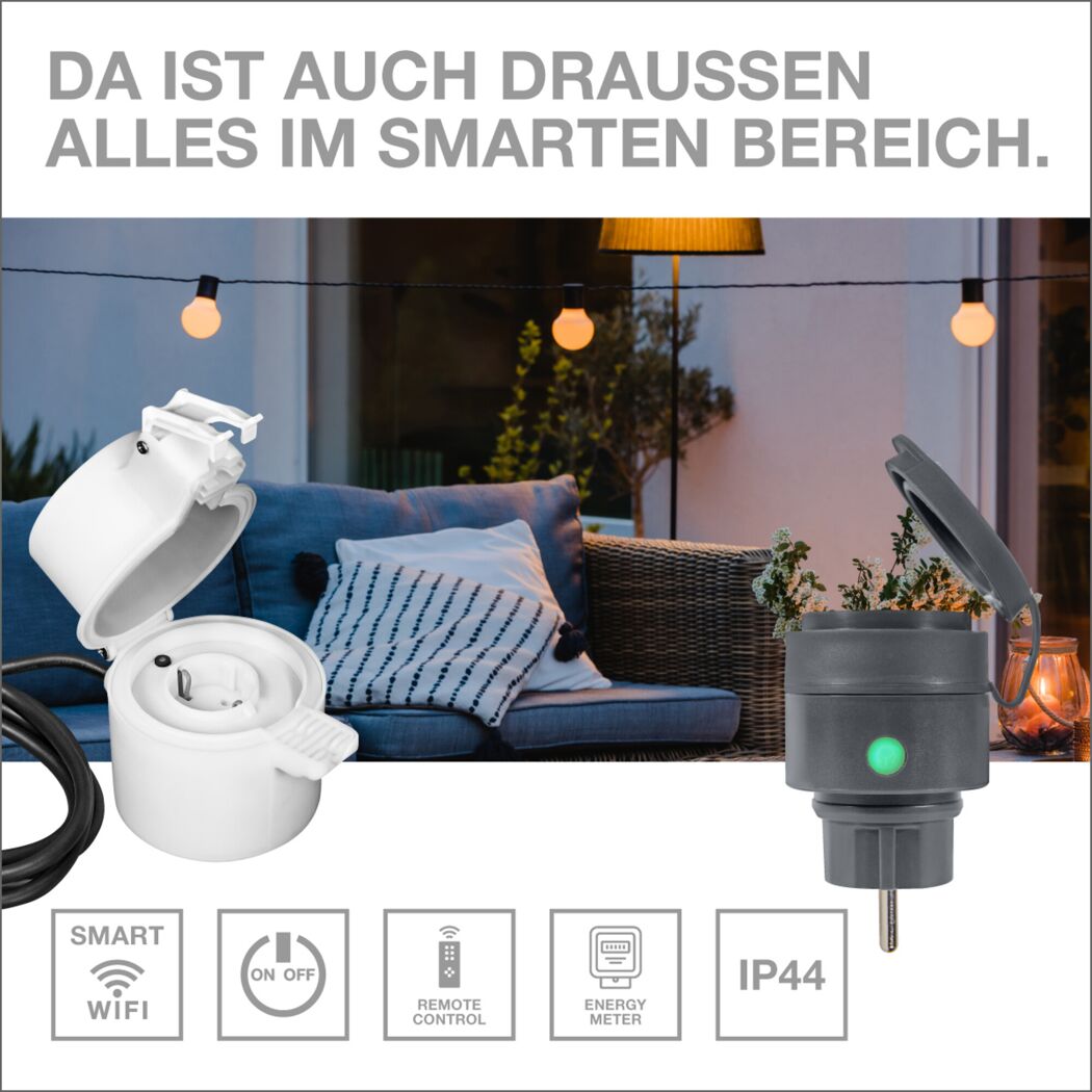 WiFi-Outdoorsteckdose 'Smart+ WiFi Plug' schwarz
